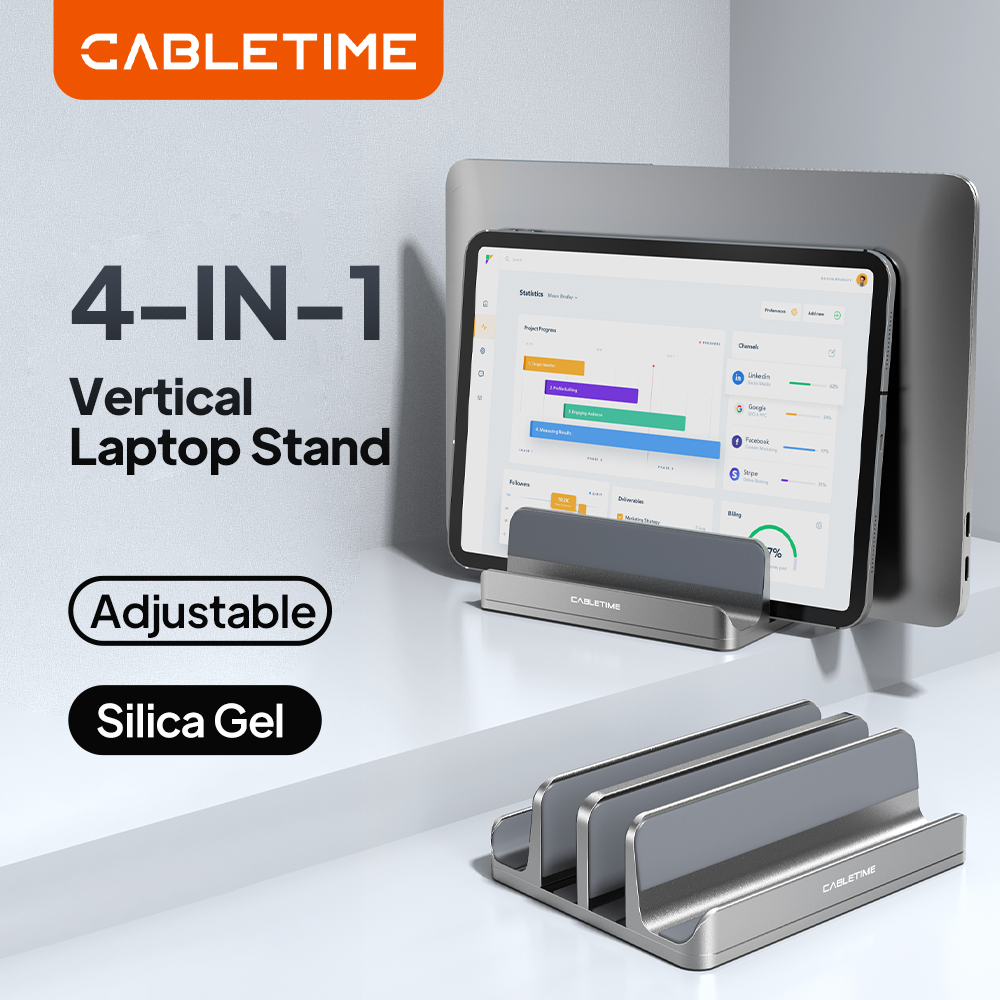Laptop Accessories Dell - CABLETIME 垂直ラップトップスタンド アルミ製ノートブックスタンド MacBook Air Pro