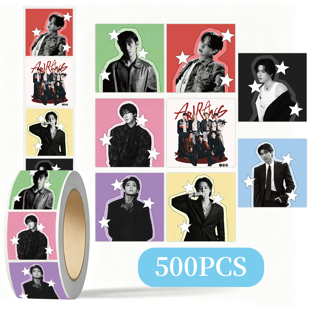Laptop Accessories Case - K-POP BTSスター装飾ステッカーロール 500枚 DIYジャーナル日記ステッカー 荷物、ノートパソコン、携帯電話ケース用 ファン向けコレクターギフト