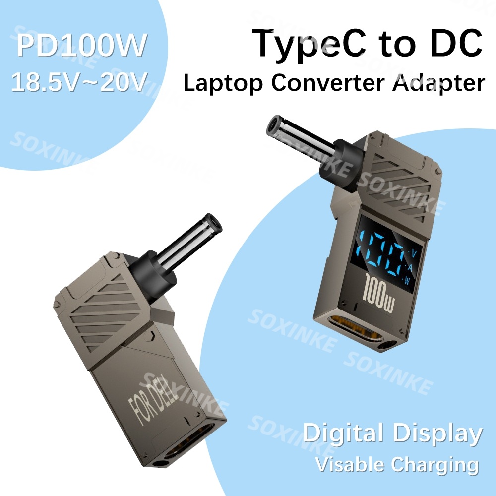 Laptop Accessories Dell - ​ LEDディスプレイ搭載ノートパソコン用電源アダプター充電コネクターUSB Type-C PD - DCプラグコンバーター