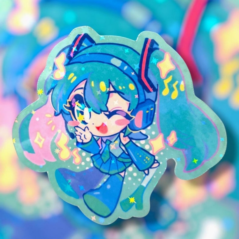 Laptop Accessories Girls - バーチャルアイドルグリーンツインテールガールリック39ステッカーマットビニール防水かわいい愚かなコスプレアクセサリーラップトップ用ウォーターボトル