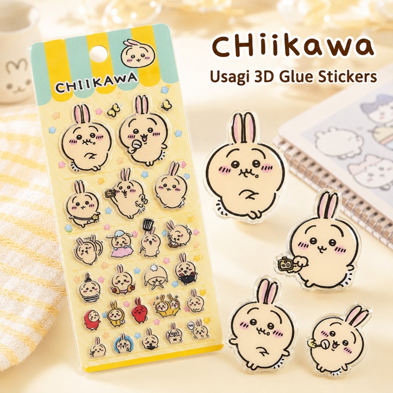 Laptop Editing Accessories - かわいいちいかわうさぎ3Dグルーステッカーデカールかわいいコンピューターラップトップ電話防水デコレーションDIYスクラップブックジャーナルかわいいパック