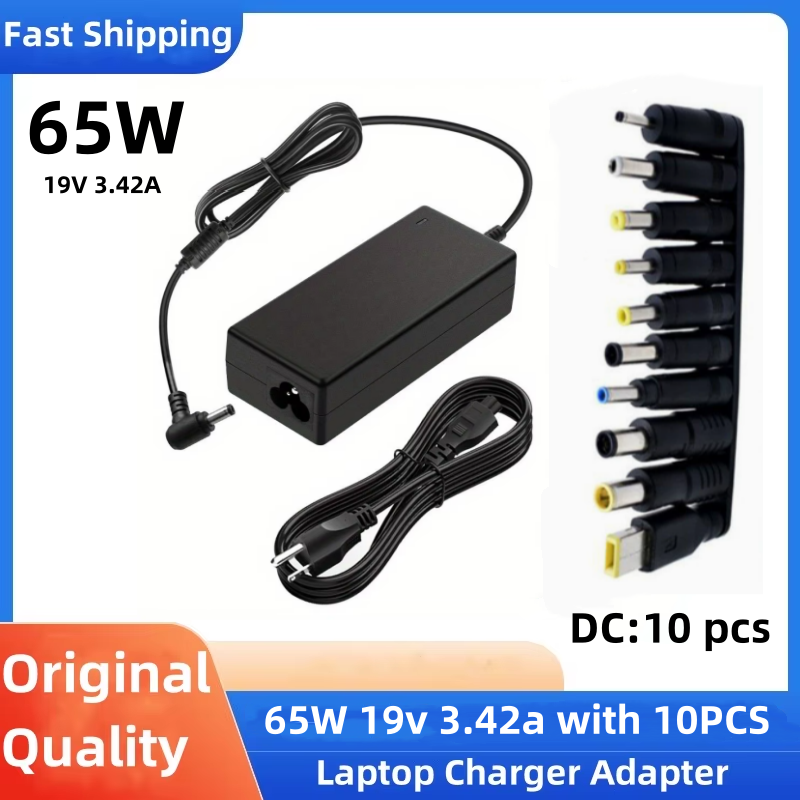 Laptop Accessories Dell - 65W ユニバーサルACノートパソコン用電源アダプター 19V 3.42A 充電器 ポータブル