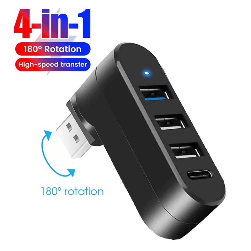 Laptop Accessories Usb - 4ポートマルチUSB 2.0ハブ ミニUSBハブ 180 ° 回転リーダー高速スプリッターアダプター、ラップトップ、ノートブック、PC、コンピューターアクセサリー用