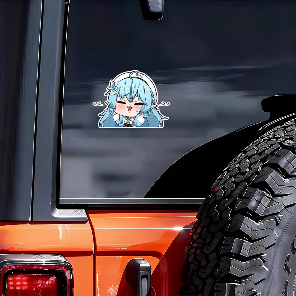 Laptop Accessories Girls - かわいいアニメの女の子のカーステッカー。ホロライブのユキハナ、ラミ。車のボディ、窓、ノートパソコン、バイクなどに貼って、個性を演出できるデコレーションステッカー。