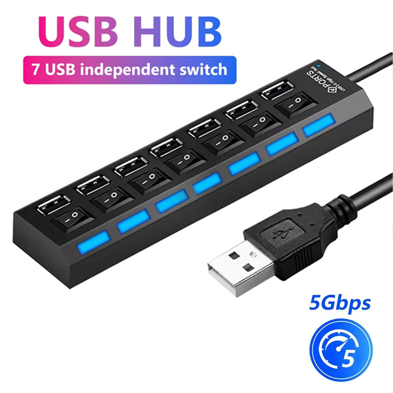 Laptop Accessories Usb - 7 ポート USB 2.0 ハブスプリッターラップトップコンピュータアクセサリー用 LED