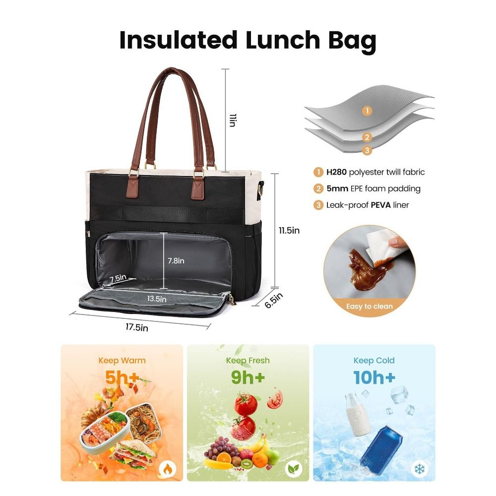 大容量保温ランチトートバッグ 3 in 1デザイン カップホ - Laptop Accessories Organizer Bag のレビューと価格