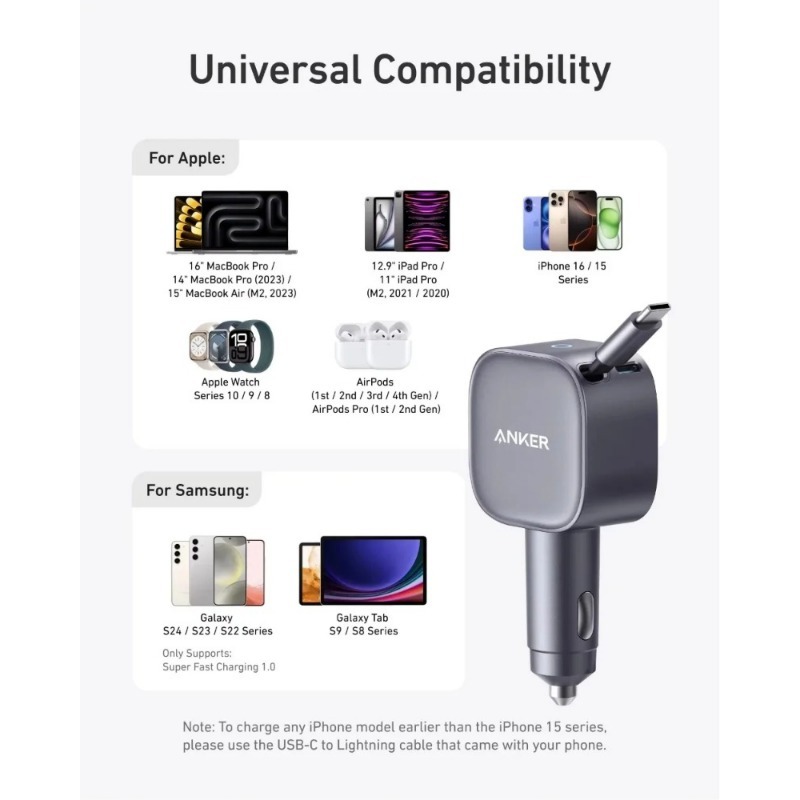 Anker A2738 Nano 75W USB-C 車載充 - Laptop Lock Cable のレビューと価格
