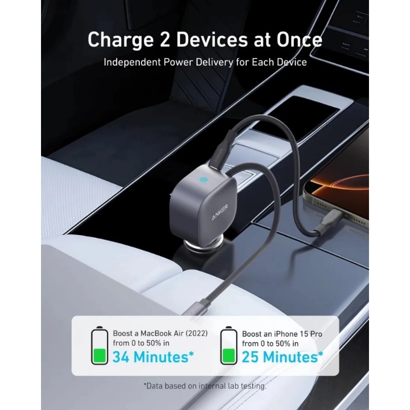 Anker A2738 Nano 75W USB-C 車載充 - Laptop Lock Cable のレビューと価格