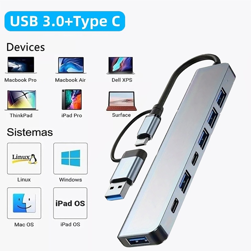 2in1 USB3.0ハブ 7ポート Type-C拡張スプリ - Laptop Accessories Usb のレビューと価格